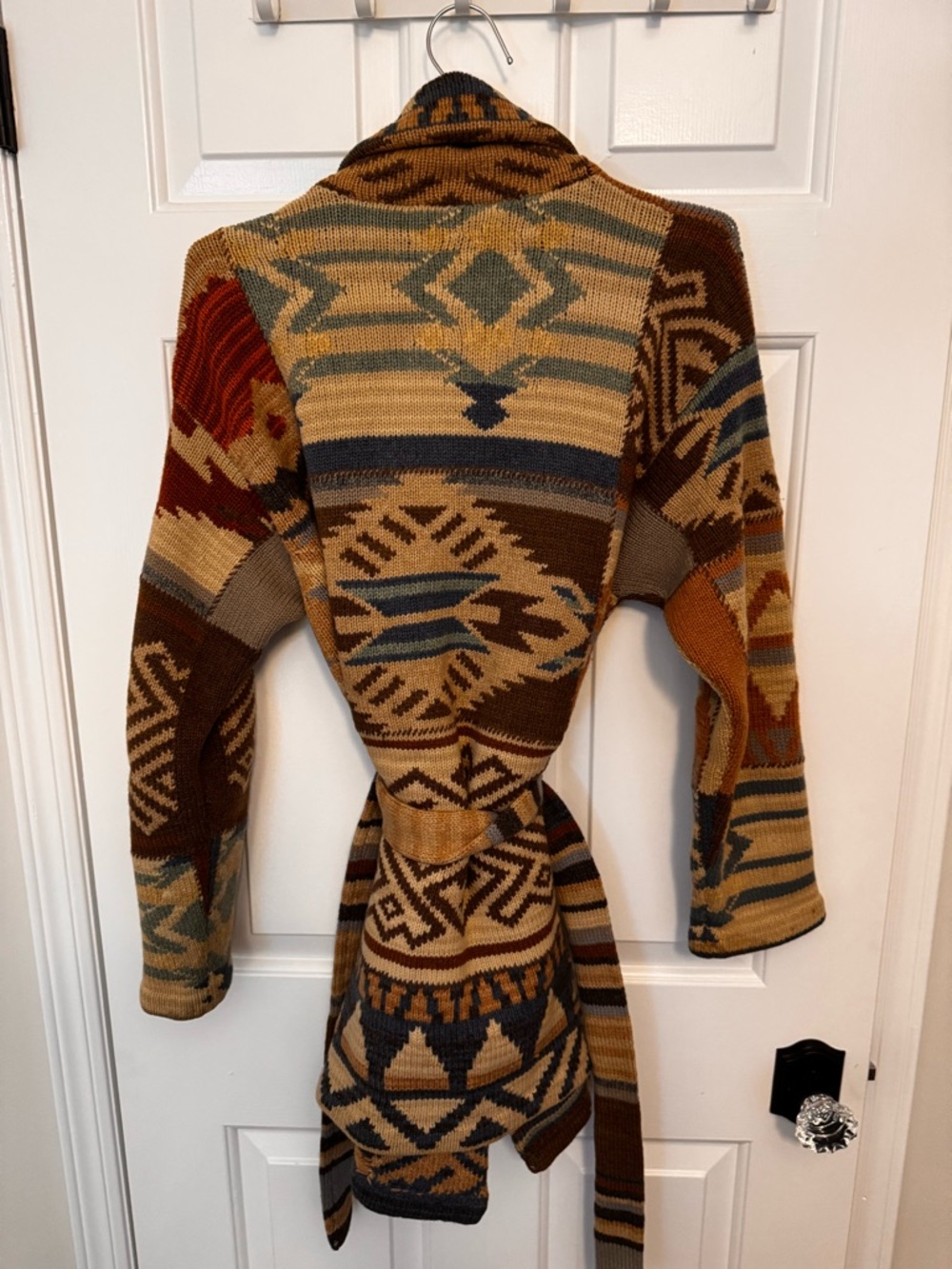 Vintage Ralph Lauren Wrap Belted Cardigan Aztec Print